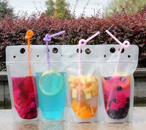 Plastic Juice Pouches w/Straw