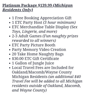 *TOY PARTY BOOKING MENU