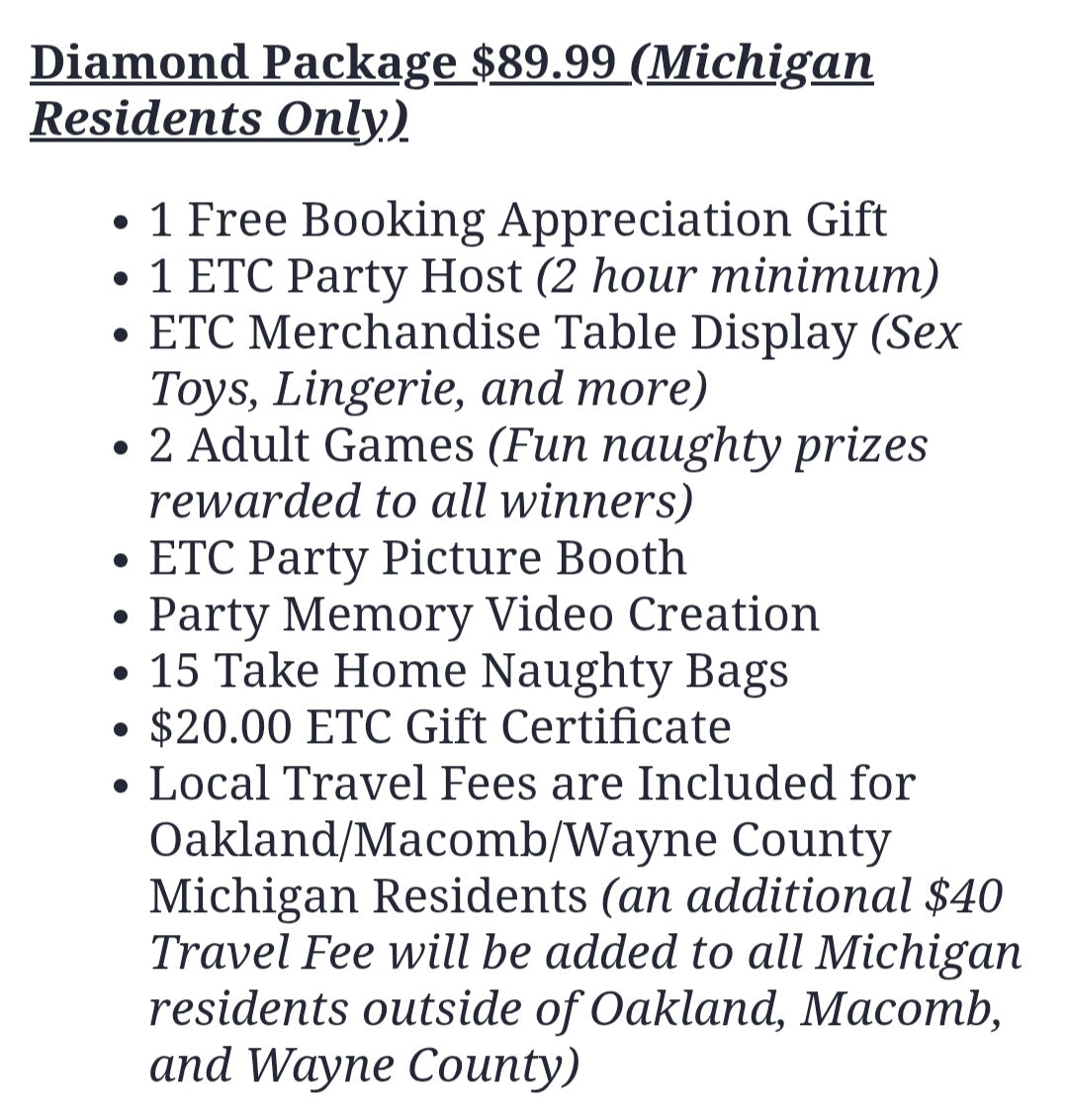 *TOY PARTY BOOKING MENU