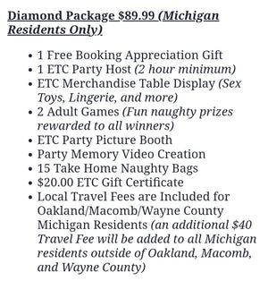 *TOY PARTY BOOKING MENU