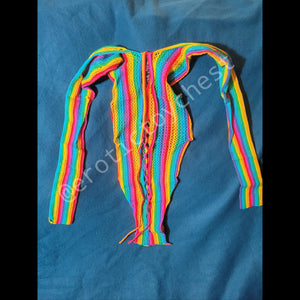 The Raunchy Rainbow Fishnet Bodysuit (Plus Size Available)