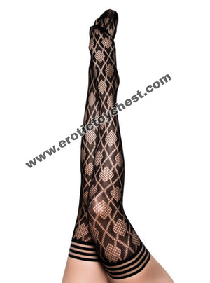 Black Diamond No Slip Thigh High Stockings